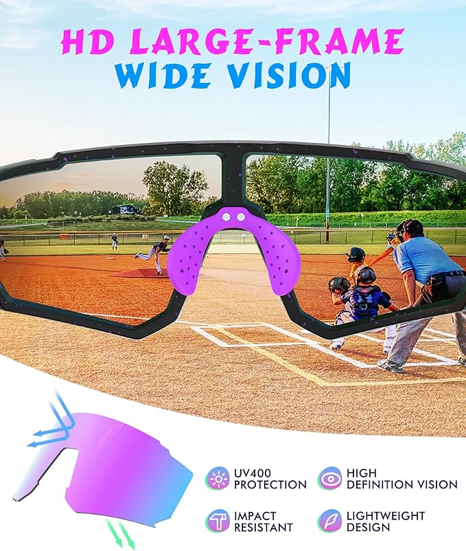 3PACK Kids Sunglasses Youth Baseball Sunglasses for Boys Girls Age 4-14, Softball Cycling UV400 Protection Sports QA228-23-21-24