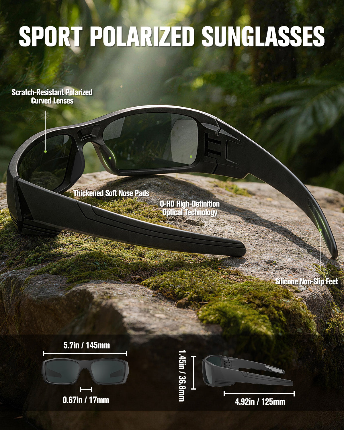 Polarized Sports Sunglasses for Men Women Wrap Around Sun Glasses UV400 Protection Mens Sunglasses Cycling Fishing Golf QA123-2-3-5