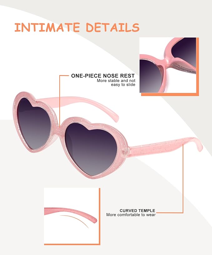 Kids Sunglasses Polarized Heart-Sunglasses: Toddler girls Sun Glasses with UV Protection for Youth Child 3Pack Age 3-12 QS75-1-5-7