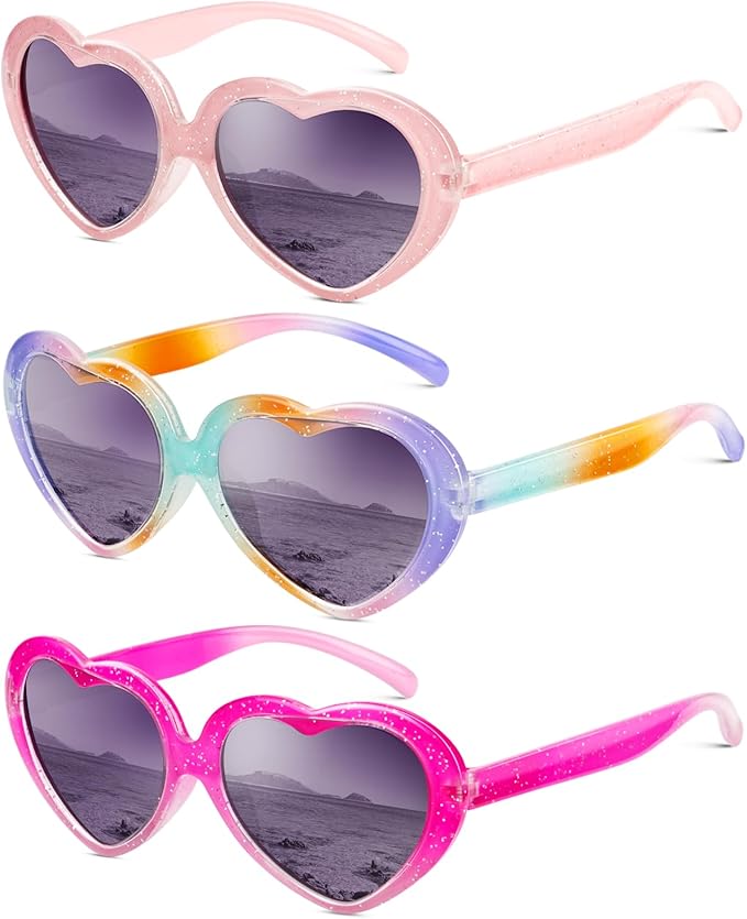 Kids Sunglasses Polarized Heart-Sunglasses: Toddler girls Sun Glasses with UV Protection for Youth Child 3Pack Age 3-12 QS75-1-5-7