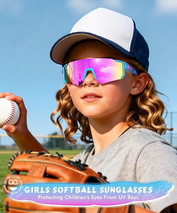 3PACK Kids Sunglasses Youth Baseball Sunglasses for Boys Girls Age 4-14, Softball Cycling UV400 Protection Sports QA228-23-21-24