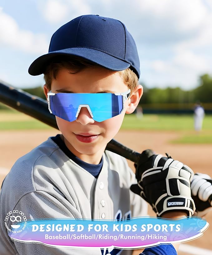 3PACK Kids Sunglasses Youth Baseball Sunglasses for Boys Girls Age 4-14, Softball Cycling UV400 Protection Sports QA228-23-21-24
