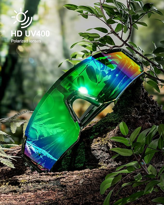QALLY Polarized Sports Sunglasses for Men Women, UV400 Protection Mens Sunglasses Wrap Around Sun Glasses for Cycling Running 169-11-13-14
